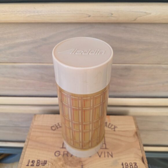Vintage Aladdin Plaid Wide-Mouth Vacuum Thermos - - Picture 3 of 9